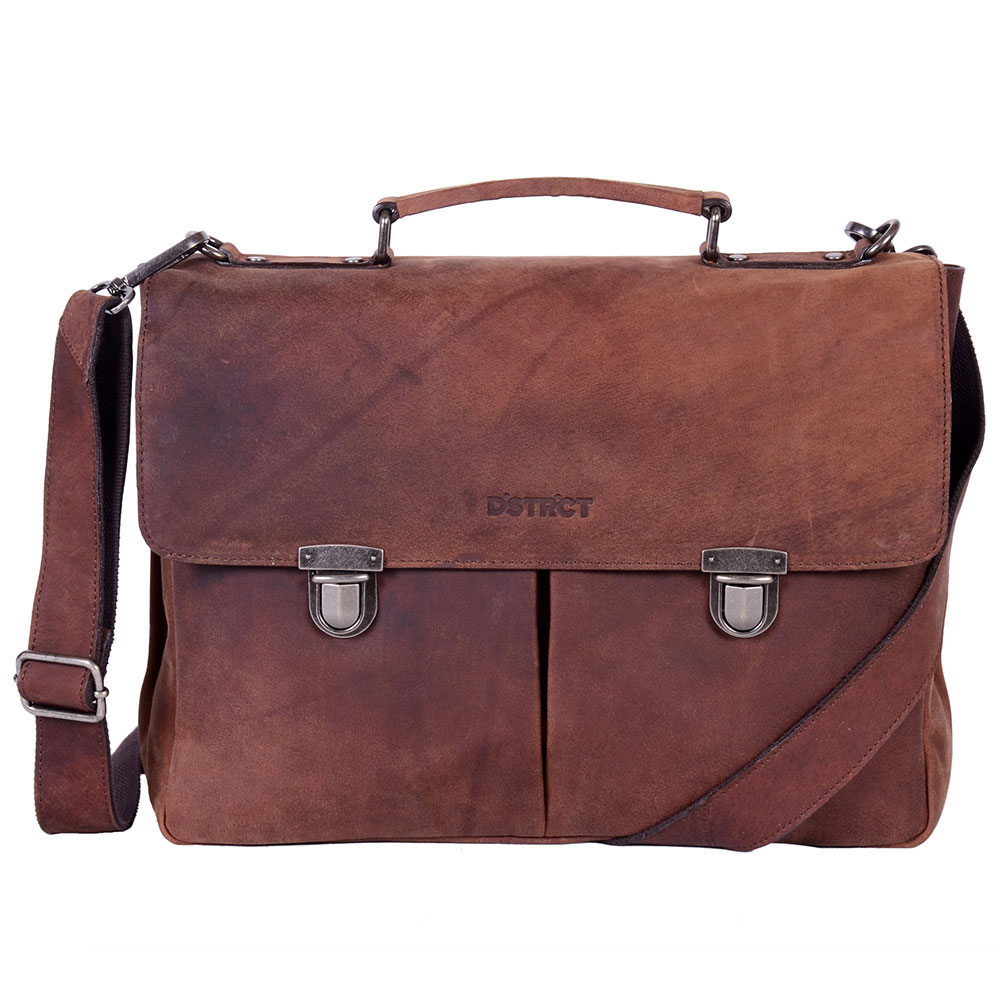 DSTRCT Wall Street A4 Business Aktetas Brown - Laptop schoudertassen