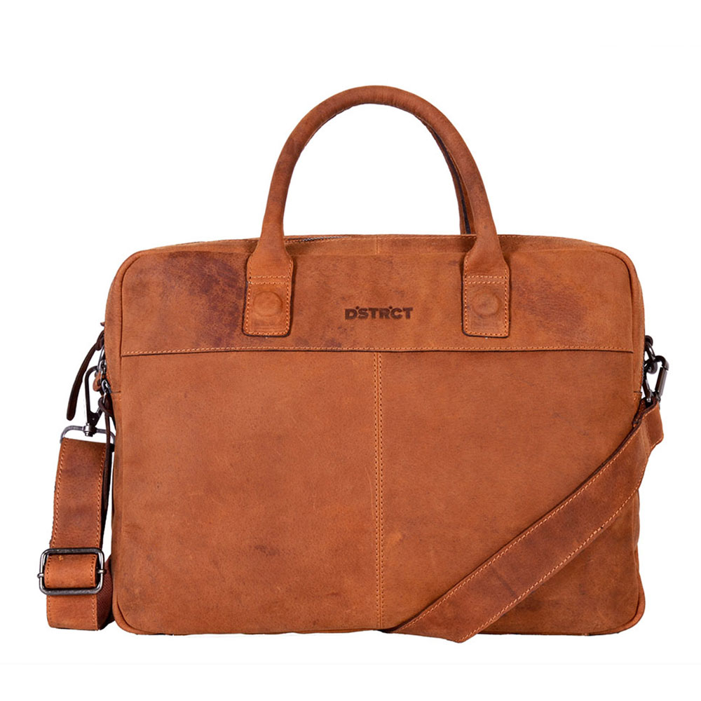 DSTRCT Wall Street Business Laptoptas 15.6'' Cognac - Laptop schoudertassen