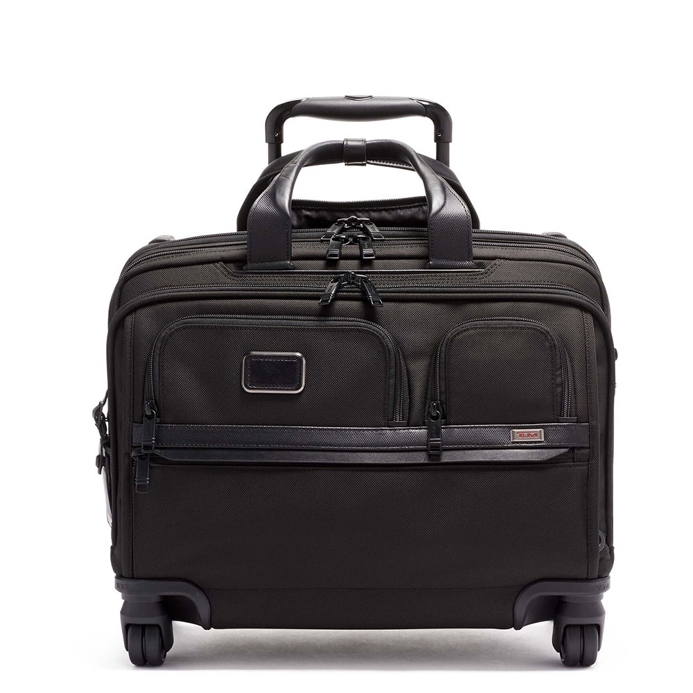 Tumi Alpha DLX 4 Wheel Laptop Briefcase Black - Zachte koffers