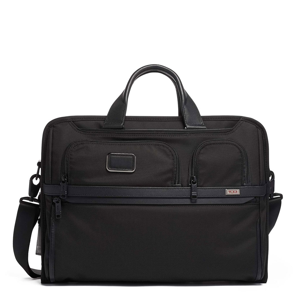 Tumi Alpha Compact Large Laptop Brief 17 Black - Laptop schoudertassen