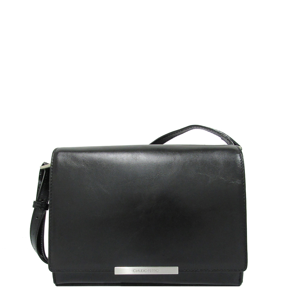 Claudio Ferrici Classico Fold-Over Schoudertas Black