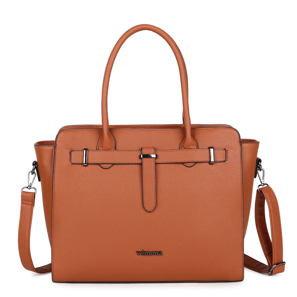 Wimona Sienna Schoudertas Laptop 15.6 Cognac