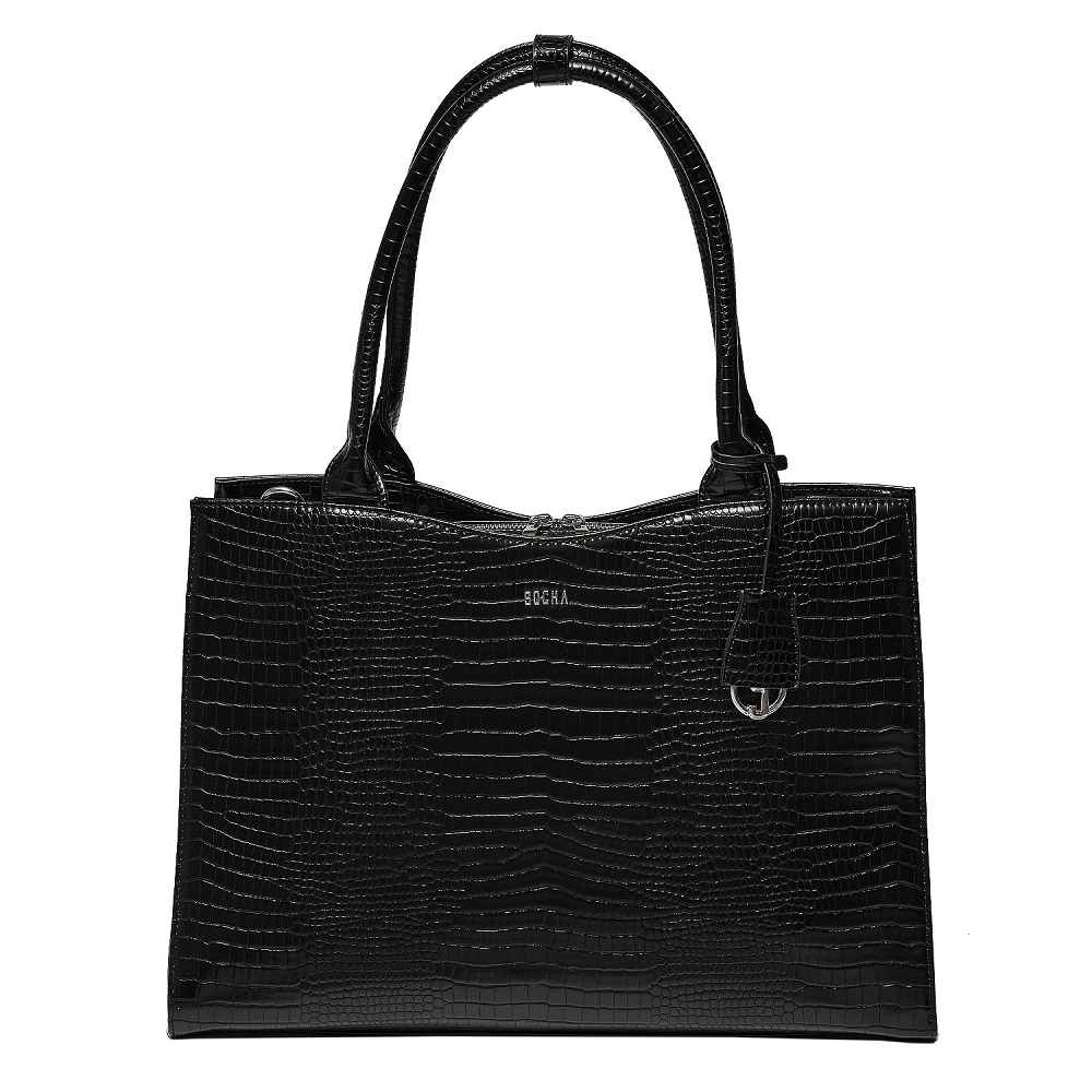 Socha Businessbag Croco 14-15.6 Crocodile Jet Black