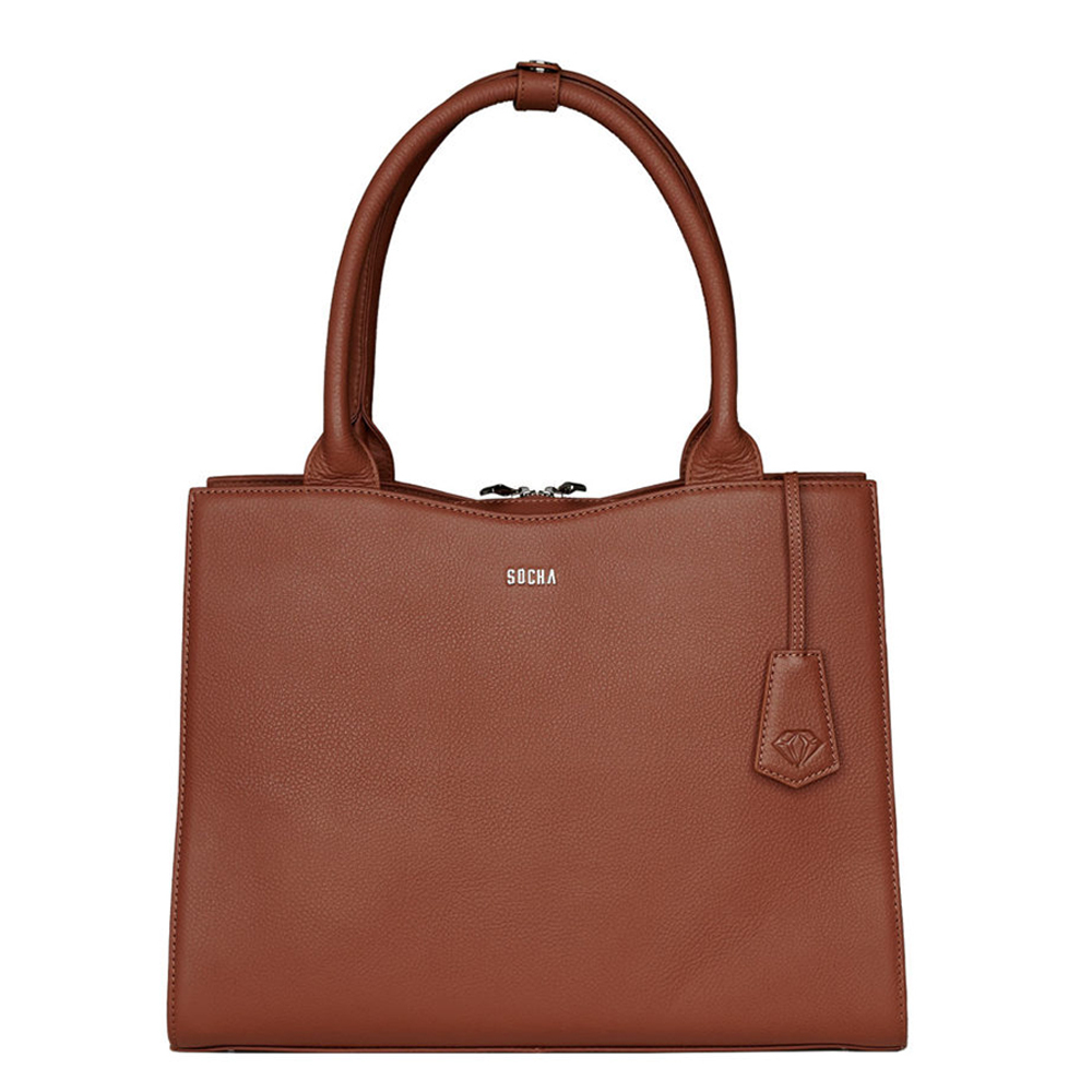 Socha Diamond Leather Businessbag 10-14 Cognac - Laptop schoudertassen