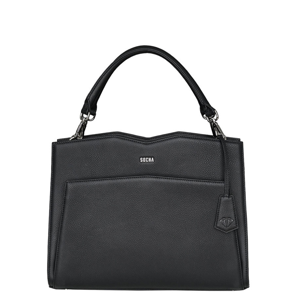 Socha Diamond Leather Shoulder Businessbag 12-14 Black - Laptop schoudertassen