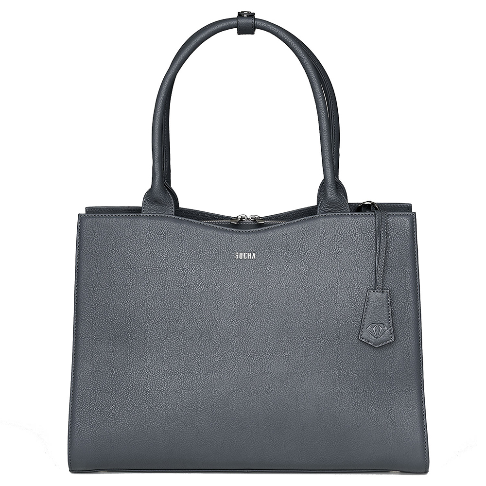 Socha Diamond Leather Businessbag 15.6 Grey - Laptop schoudertassen