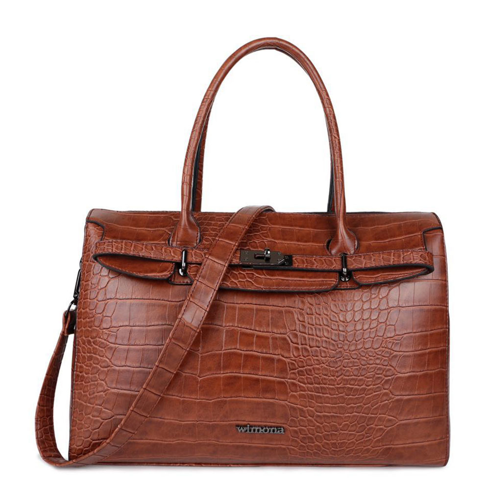 Wimona Sofia 5003 Schoudertas / Laptoptas - 15 inch - Cognac