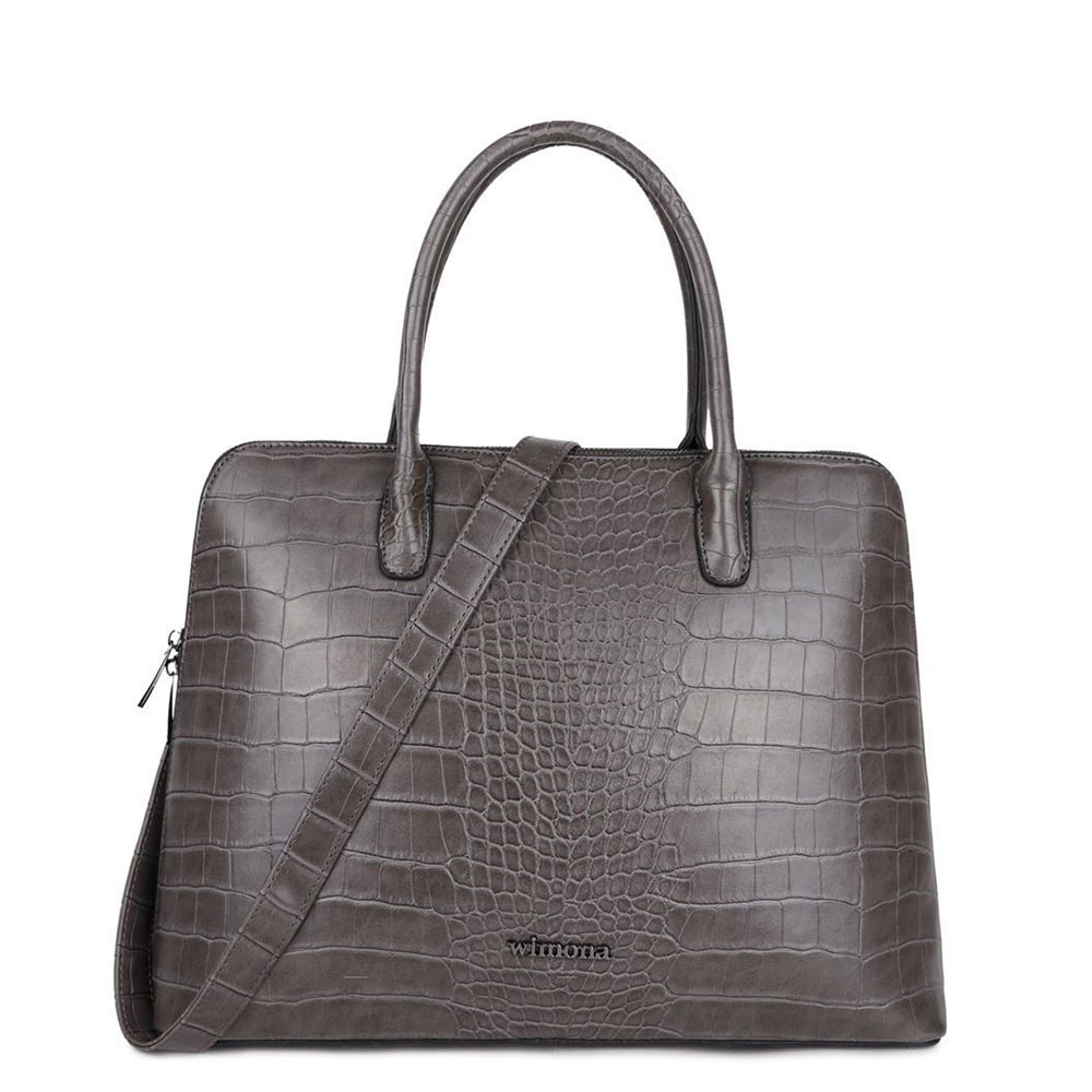 Wimona Luisa Schoudertas Croco Grey - Schoudertassen
