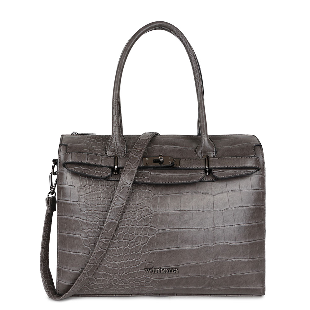 Wimona Liona Handtas Croco Grey - Schoudertassen
