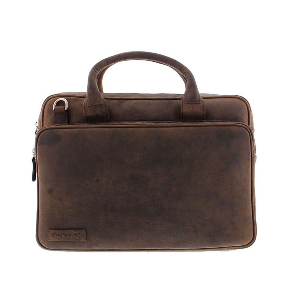 Plevier Retro Bell Laptoptas 2-Vaks 13-15 Dark Brown - Laptop schoudertassen