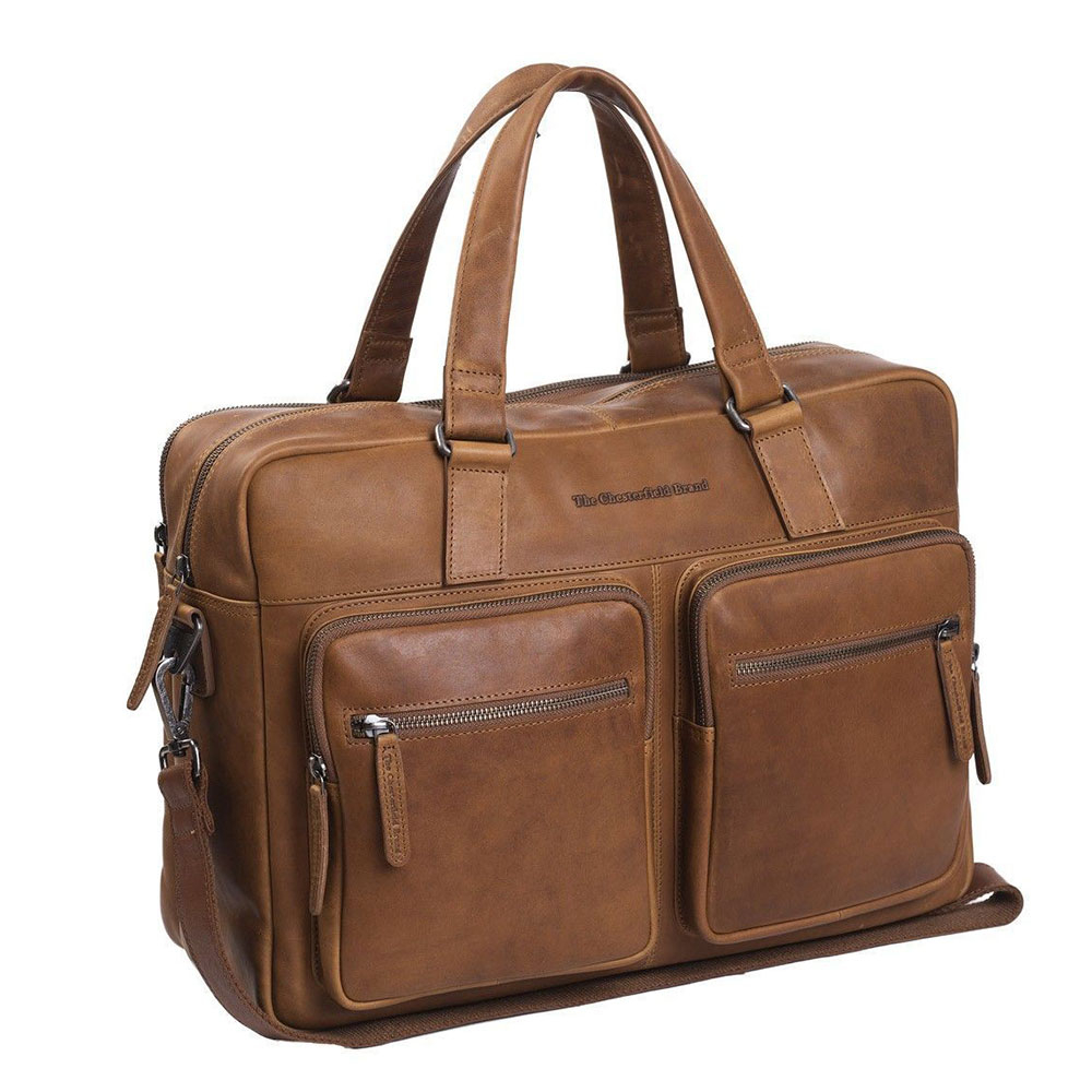 Chesterfield Misha Laptoptas 17 Cognac - Laptop schoudertassen