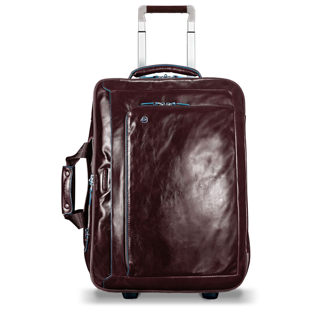 Piquadro Blue Square Cabin Trolley 15.6 Mahogany - Zachte koffers