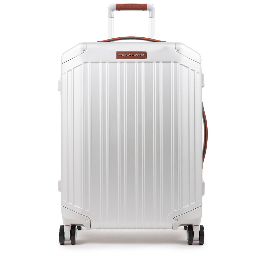 Piquadro Alu Large 4 Wheel Trolley Aluminum - Leather