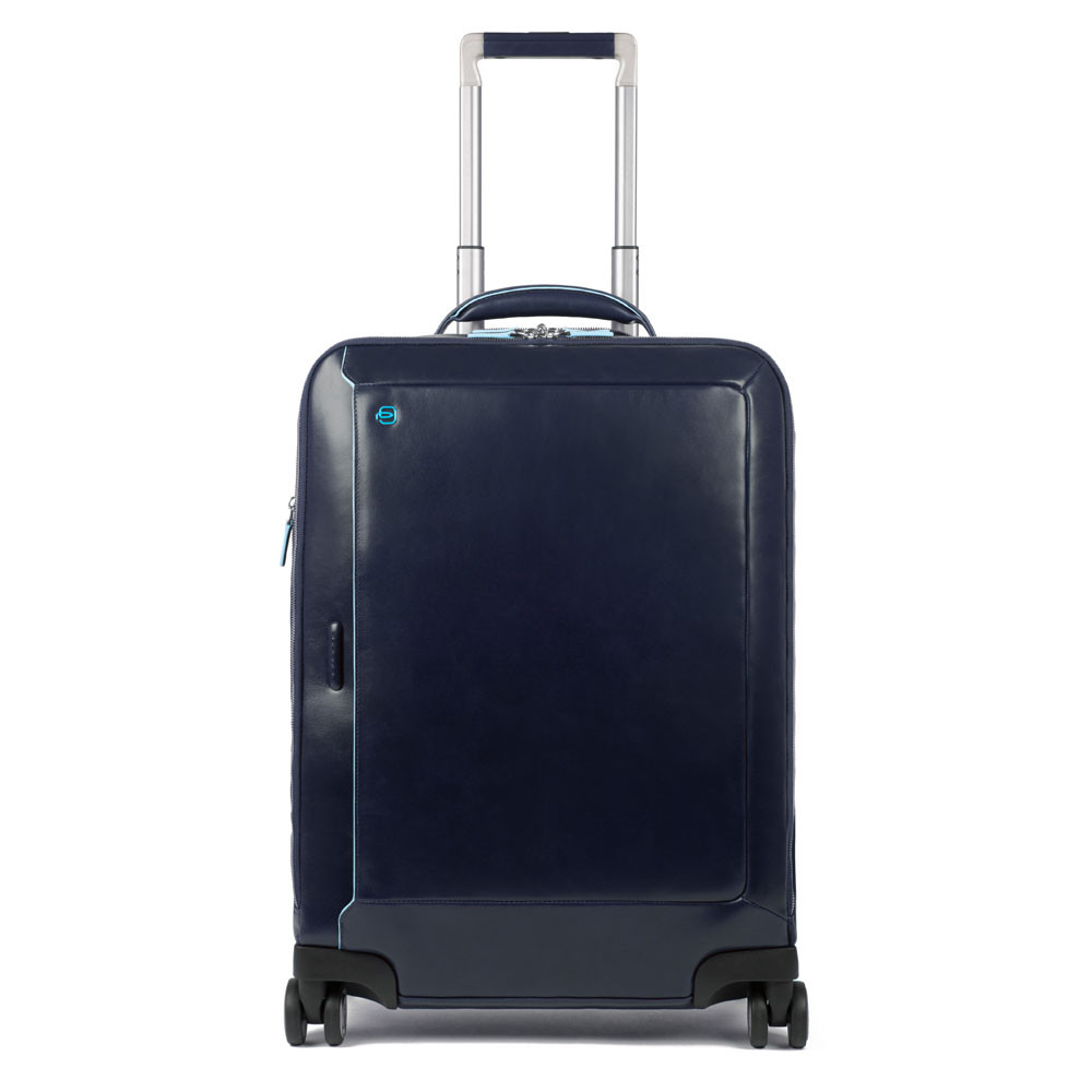 Piquadro Blue Square Cabin Trolley Front Pocket 15.6 Night Blue - Zachte koffers