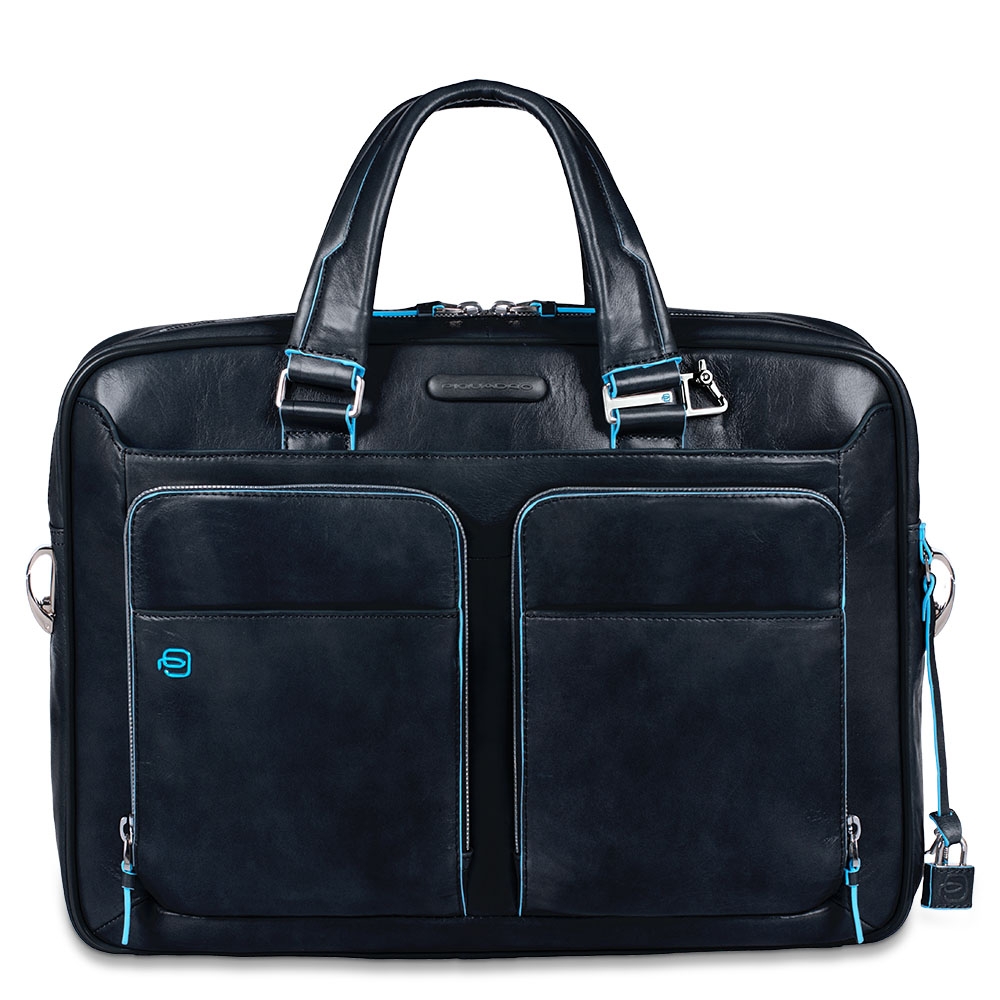 Piquadro Blue Square Portfolio Computer Briefcase 15 with iPad Night Blue