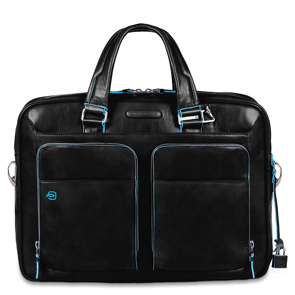 Piquadro Blue Square Portfolio Computer Briefcase 15 with iPad Black