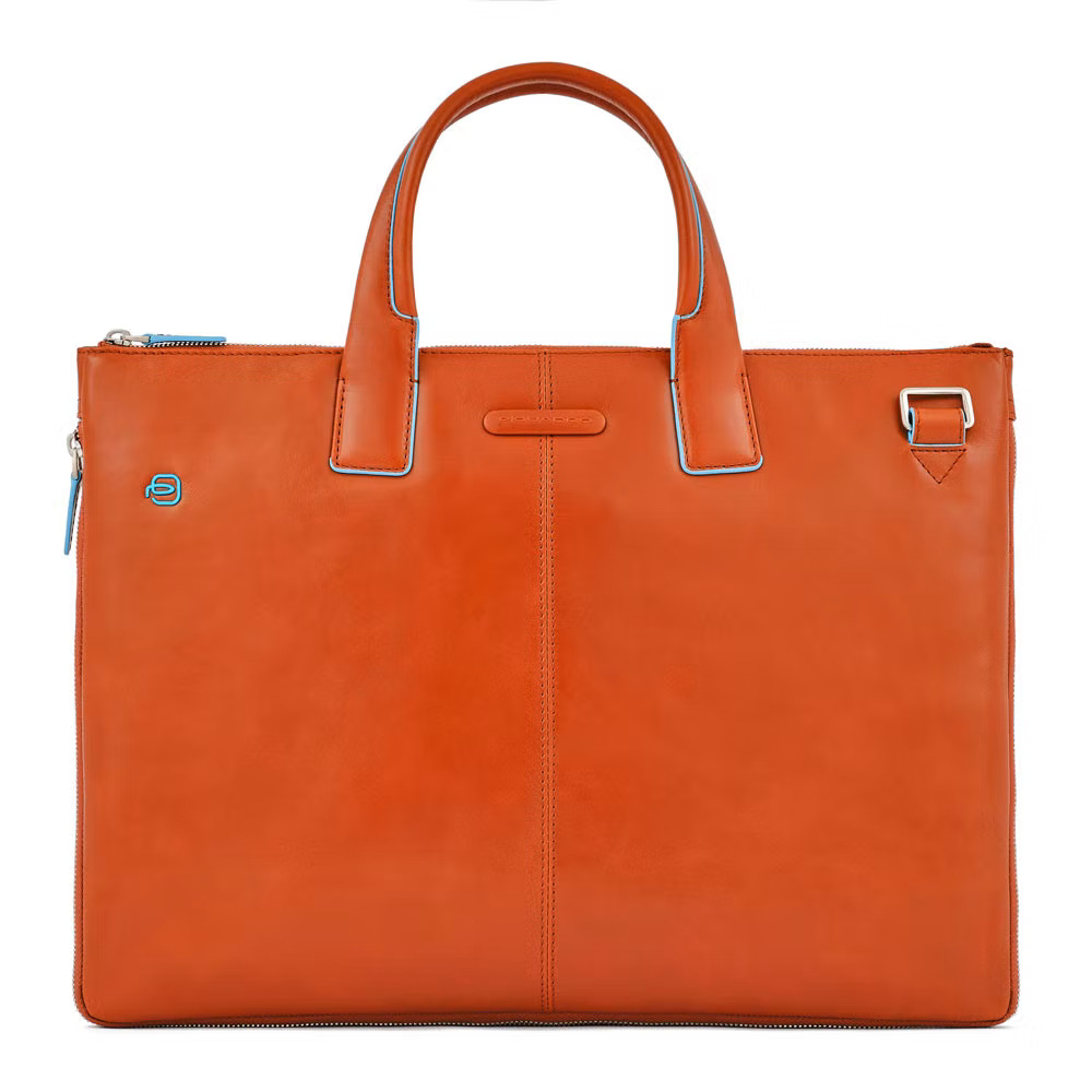 Piquadro Blue Square Expandable Slim Computer Bag 15.6 Cuoio Cognac Orange