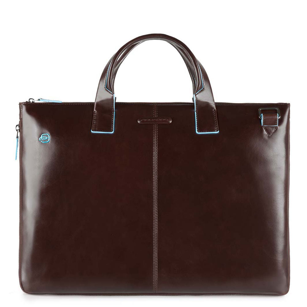 Piquadro Blue Square Expandable Slim Computer Bag 15.6 Mahogany