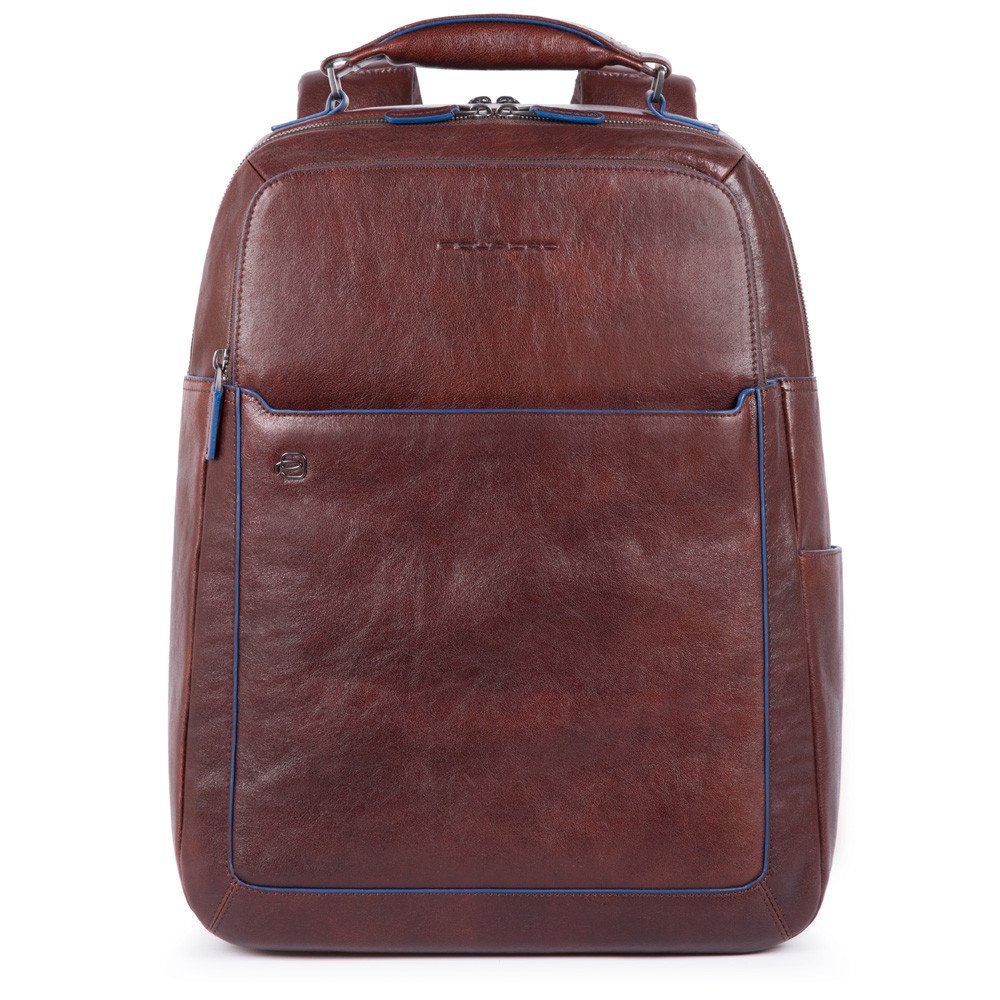 Piquadro Blue Square S Matte Fast Check Computer 15.6 Backpack Dark Brown