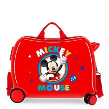 Disney Rolling Suitcase 4 Wheels Circle Mickey Mouse Red