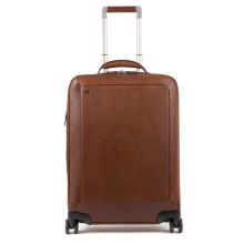 Piquadro Black Square Cabin Trolley Front Pocket 15.6" Tobacco Leather