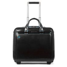 Piquadro Blue Square Wheeled Computer 15.6" Briefcase With iPad Black