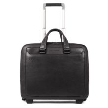 Piquadro Black Square Wheeled Computer Briefcase 15.6" With iPad Black
