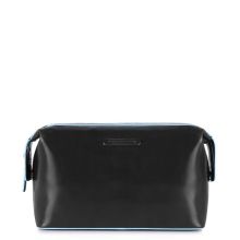 Piquadro Blue Square Beauty in Pelle Toiletry Bag Black