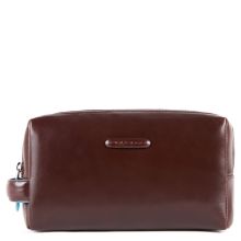 Piquadro Blue Square Toiletry Bag Two Dividers Mahogany