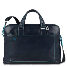 Piquadro Blue Square Double Handle Computer Portfolio Briefcase 14" Night Blue