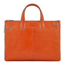 Piquadro Blue Square Expandable Slim Computer Bag 15.6" Cuoio Cognac Orange