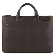 Piquadro Black Square Small Expandable Computer Bag 15.6'' Dark Brown