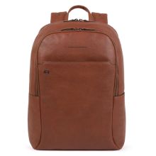 Piquadro Black Square Big Size Computer Backpack 15.6" With iPad Tobacco Leather