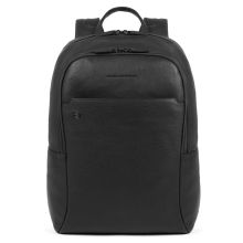 Piquadro Black Square Big Size Computer Backpack 15.6" With iPad Tobacco Leather
