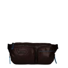 Piquadro Blue Square Bum Bag RFID Mahogany