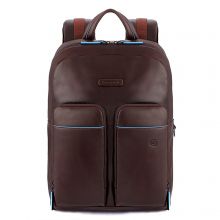 Piquadro Blue Square Revamp Pockets Laptop Backpack 13.3" Mahogany Brown