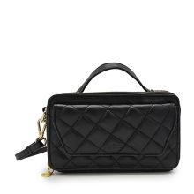 MOSZ Naomi Crossbody Plain Quilted Black Shiny Light Gold