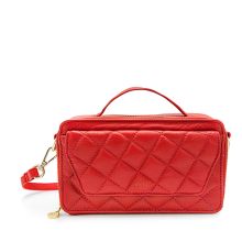 MOSZ Naomi Crossbody Plain Quilted Red Shiny Light Gold
