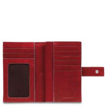 Piquadro Blue Square Women Wallet With Coin Case Red