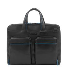 Piquadro Blue Square Revamp Slim Computer Bag 14'' Black