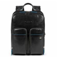 Piquadro Blue Square Fast Check Laptop Backpack 15.6" iPad Pro 9.7" / iPad 11" Black