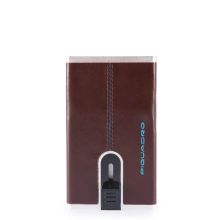 Piquadro Blue Square Creditcard Case With Sliding System Mahogany