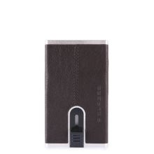 Piquadro Black Square Creditcard Case With Sliding System Dark Brown