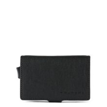 Piquadro Black Square Credit Card Holder Case Metal Black