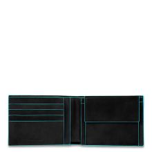 Piquadro Blue Square Men's Wallet With Coin Pocket Black