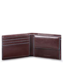 Piquadro Blue Square Men's Wallet With Flip Up/Coin Pocket Mahogany