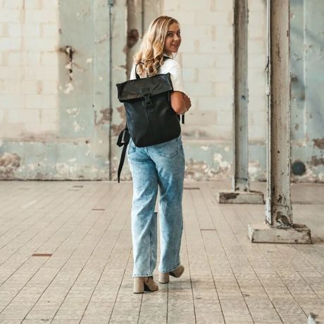 Zwarte leren rugzak cheap