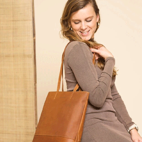 Chesterfield Emilia Leren Shopper Cognac