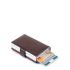 Piquadro Blue Square Double Credit Card Case With Sliding System Dark Brown