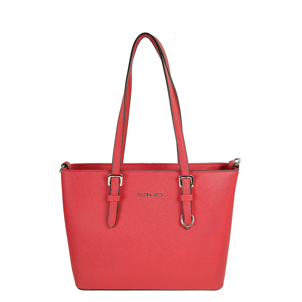 Flora & Co Shoulder Bag Saffiano Small Red - Schoudertassen
